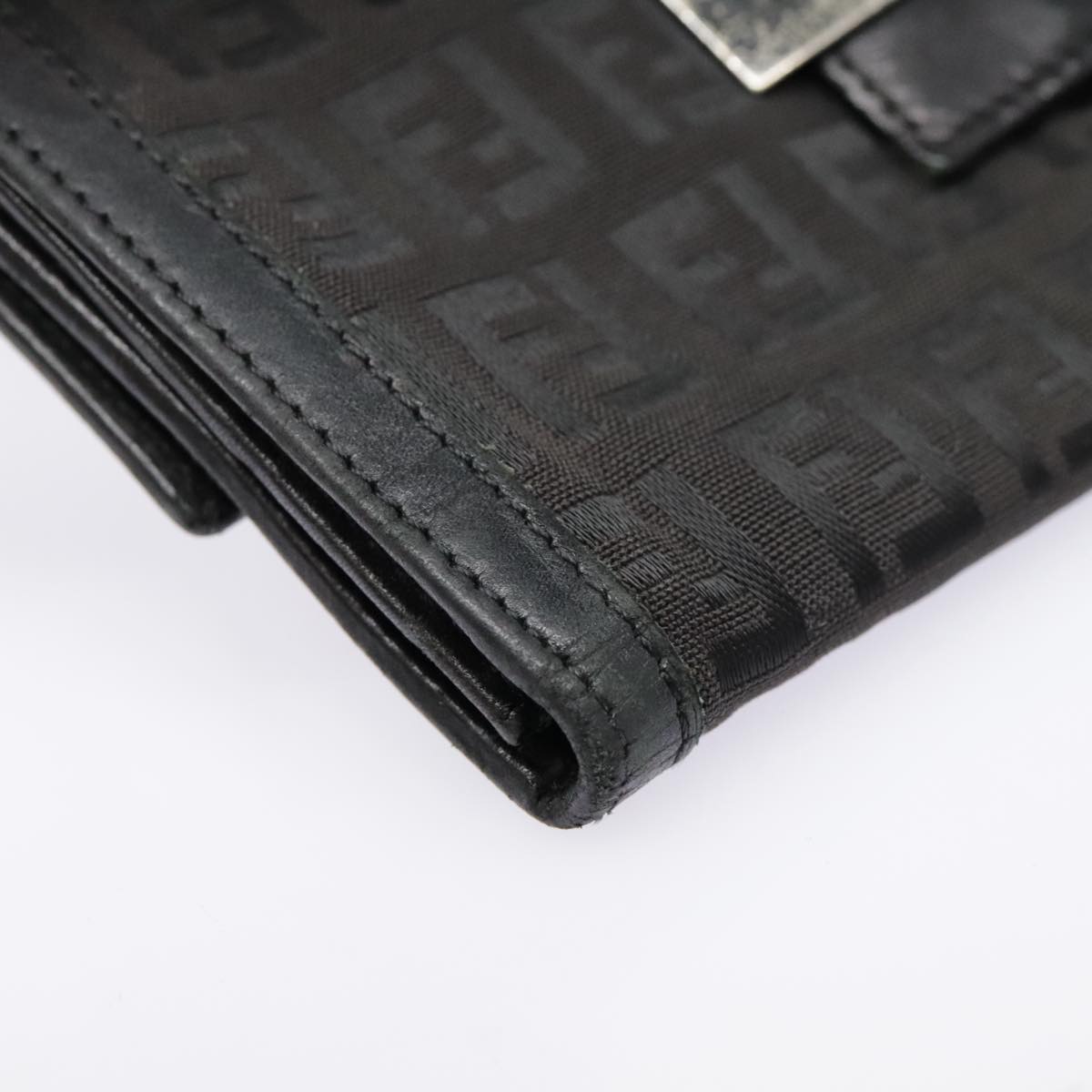 FENDI Zucchino Canvas Long Wallet Black Silver yk15074