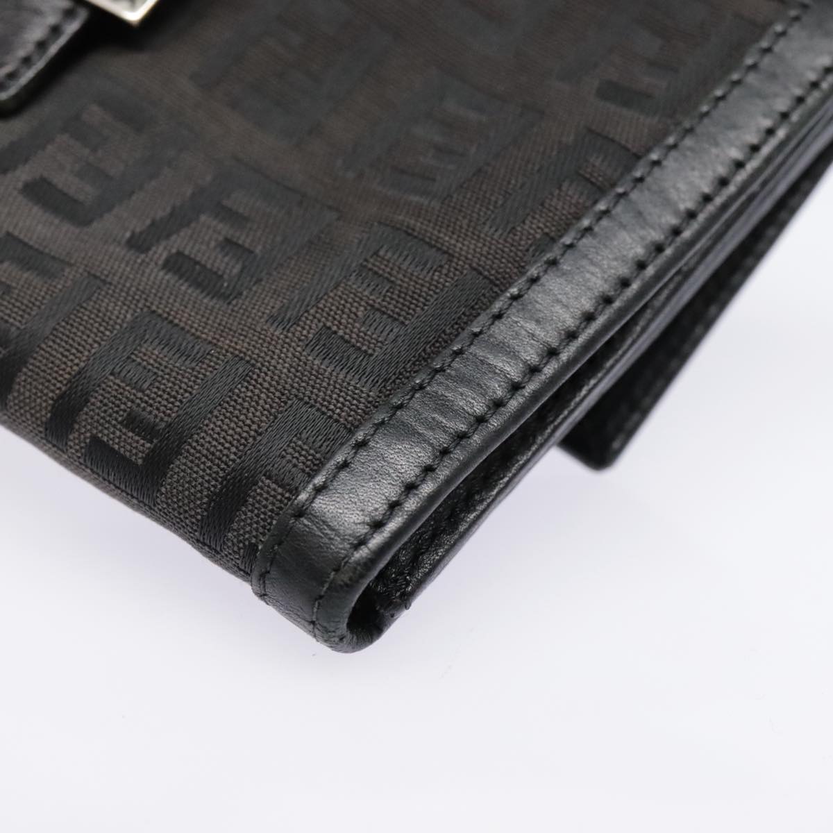 FENDI Zucchino Canvas Long Wallet Black Silver yk15074