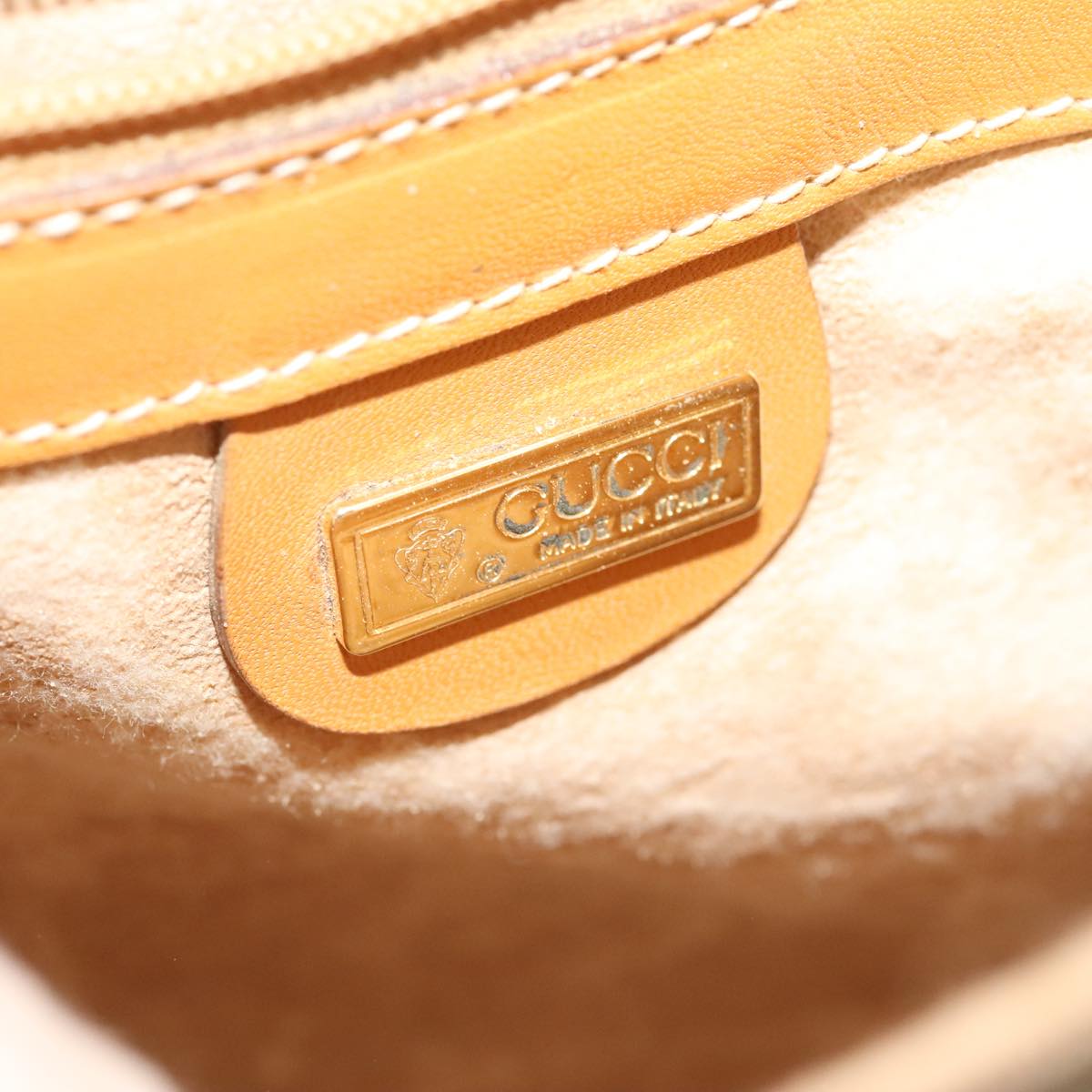 GUCCI Micro GG Supreme Shoulder Bag PVC Leather Beige Gold yk15078