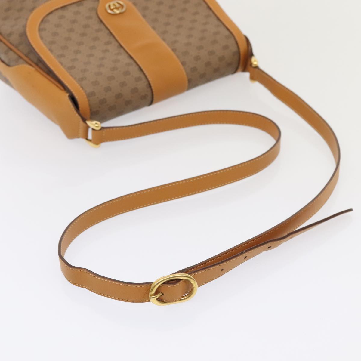 GUCCI Micro GG Supreme Shoulder Bag PVC Leather Beige Gold yk15078