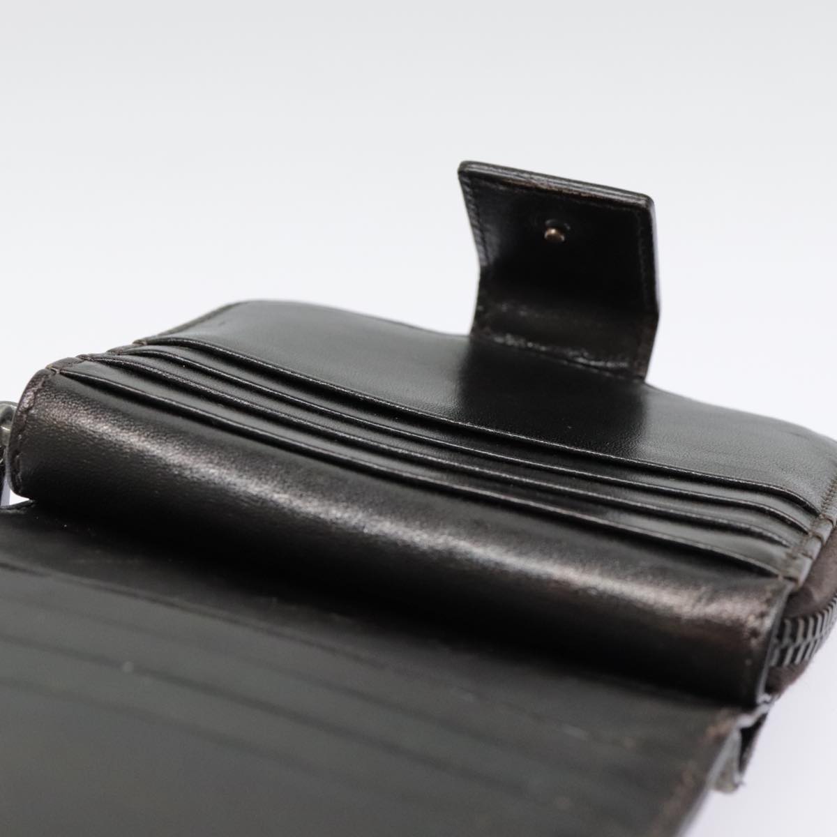 FENDI Zucca Canvas Compact Wallet Black Brown Silver yk15087