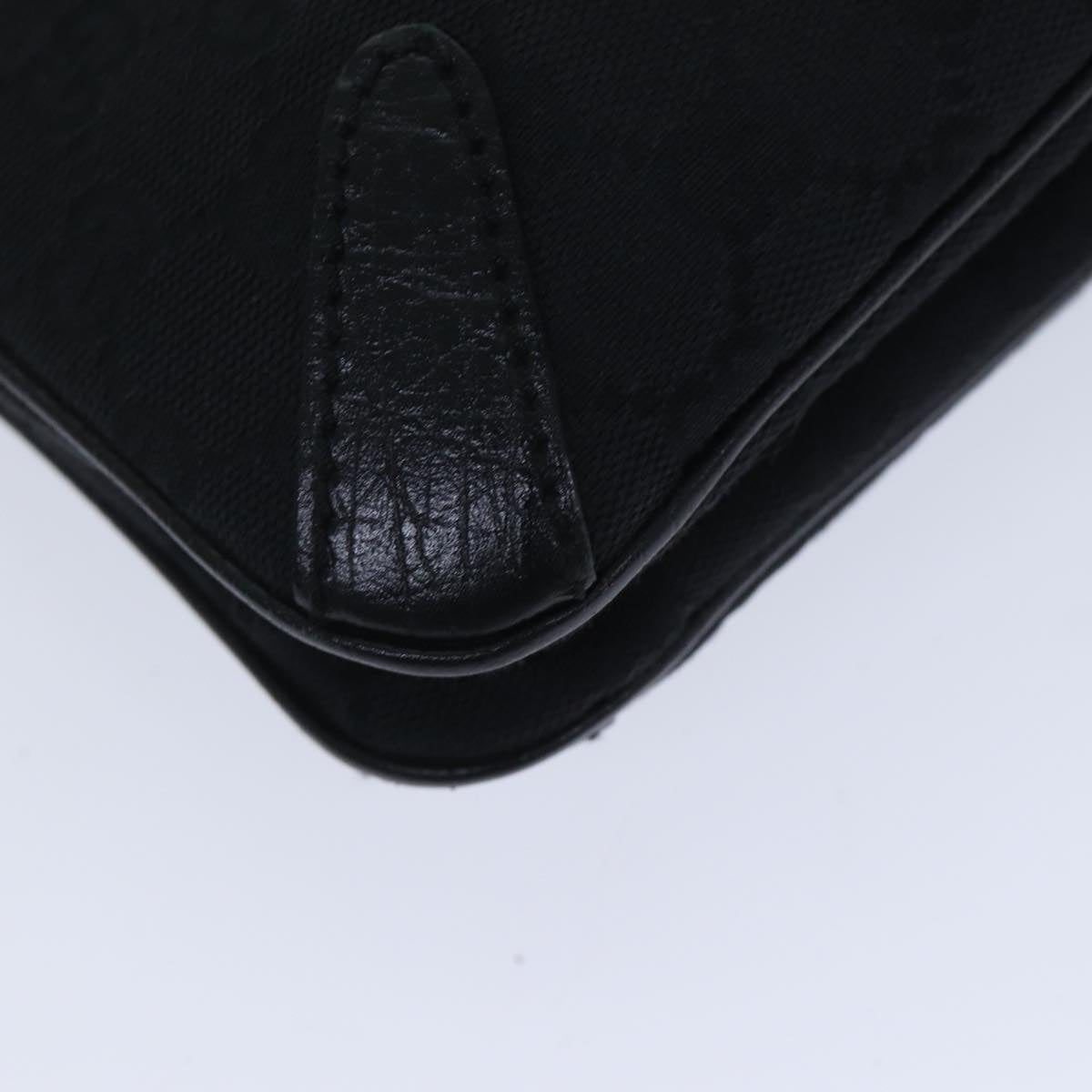 GUCCI GG Canvas Horsebit Shoulder Bag Black Silver 114913 yk15158