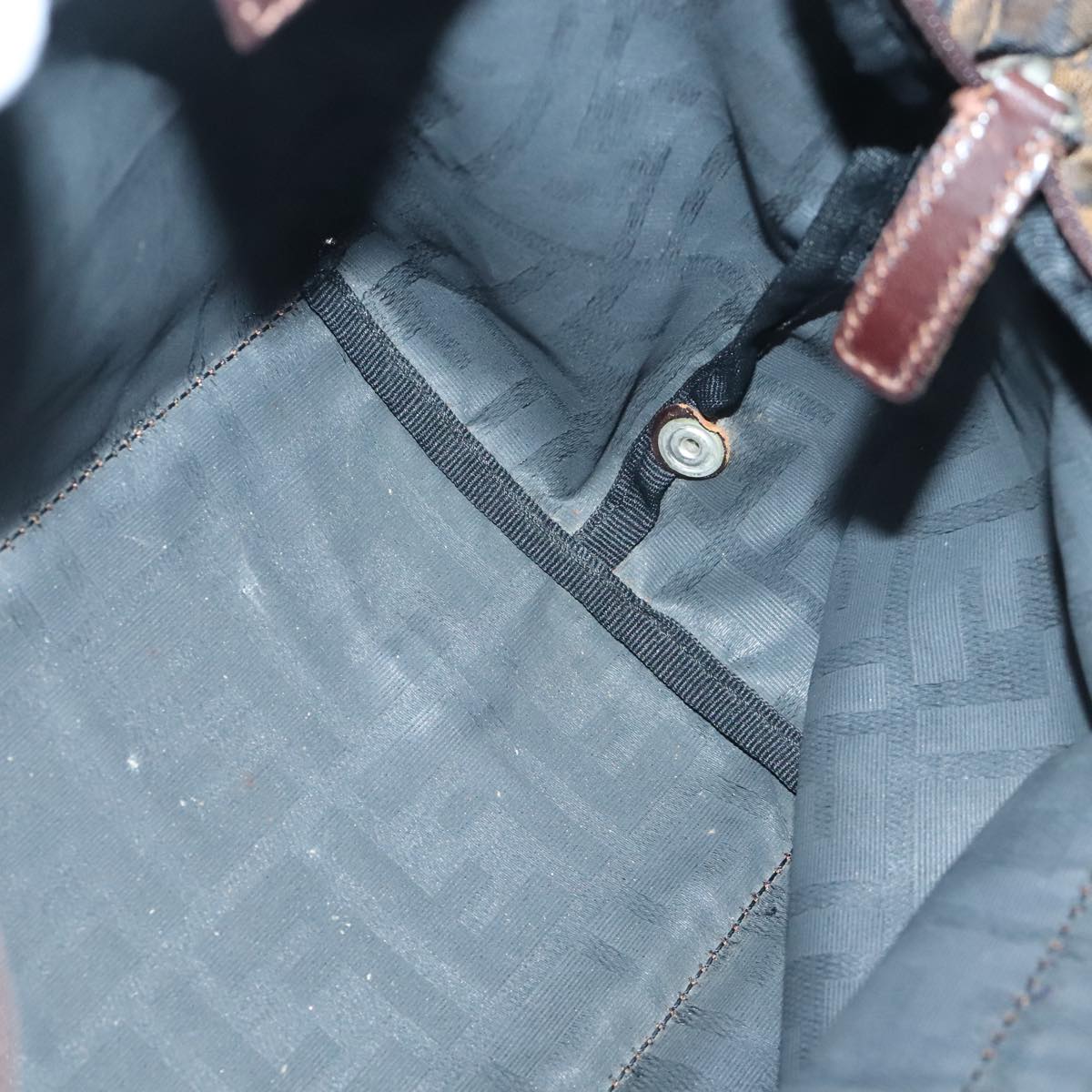 FENDI Zucca Canvas Hand Bag Brown Black yk15166