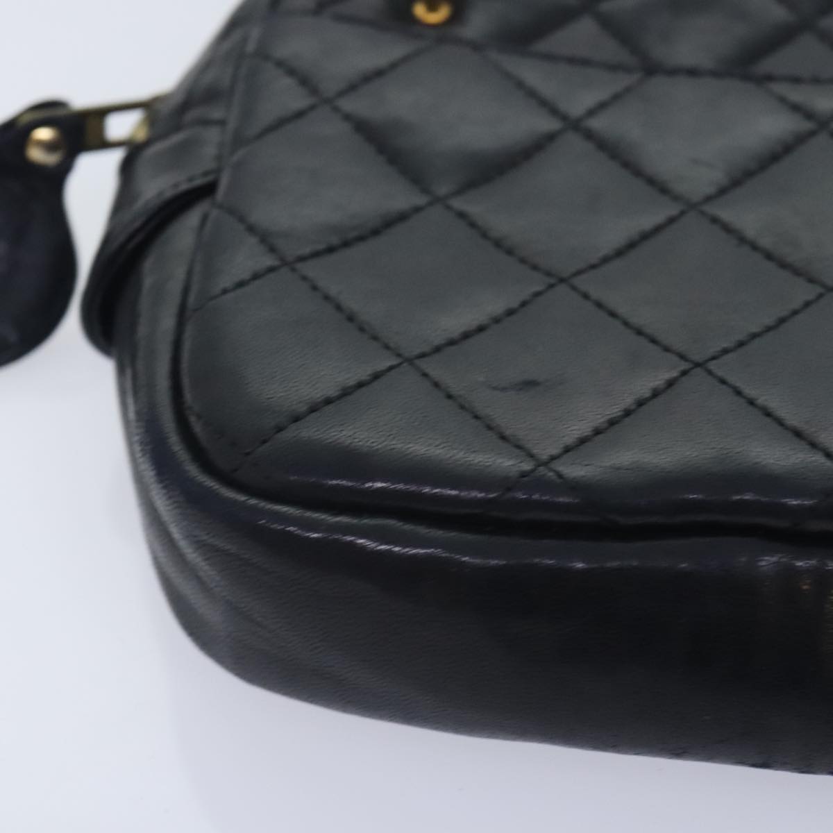 CHANEL Matelasse Chain Shoulder Bag Lamb Skin Black Gold CC yk15180