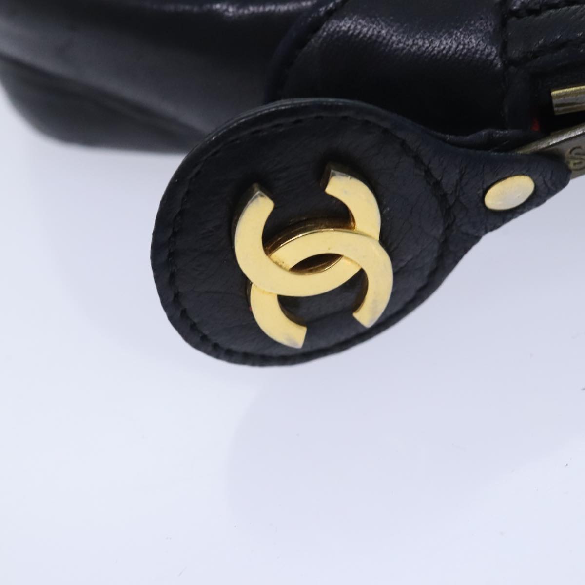 CHANEL Matelasse Chain Shoulder Bag Lamb Skin Black Gold CC yk15180