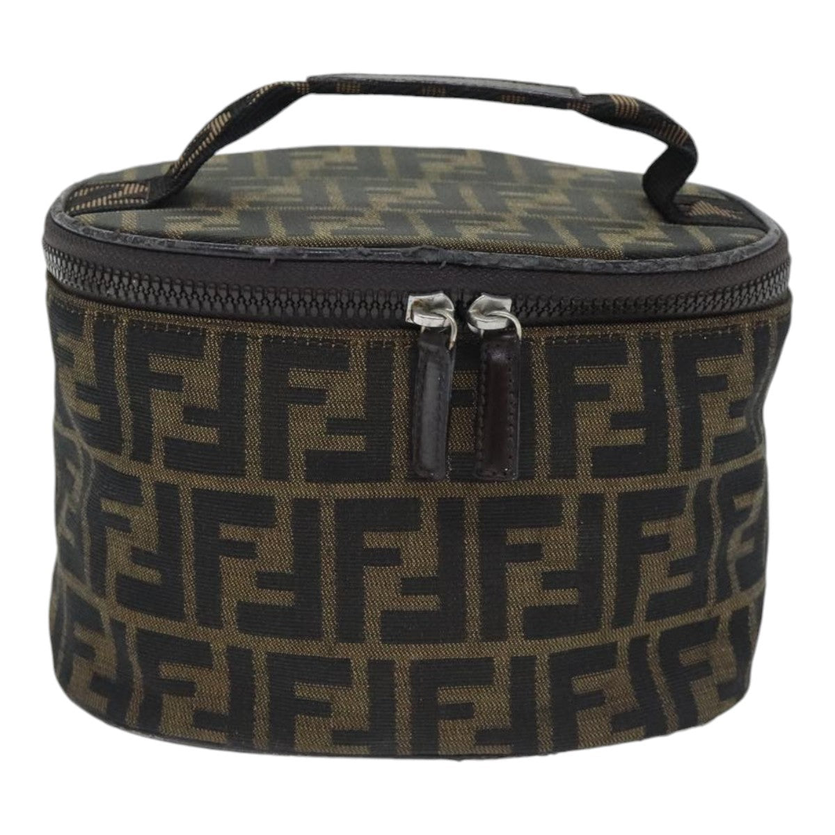 FENDI Zucca Canvas Vanity Pouch Brown Black Silver yk15192
