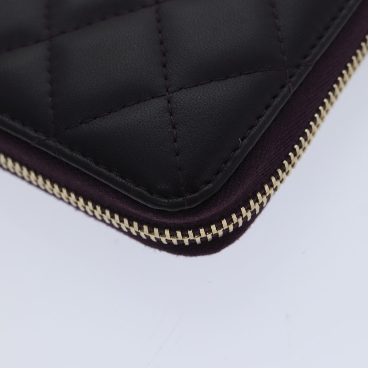 CHANEL Matelasse Long Wallet Lamb Skin Purple Gold CC yk15217