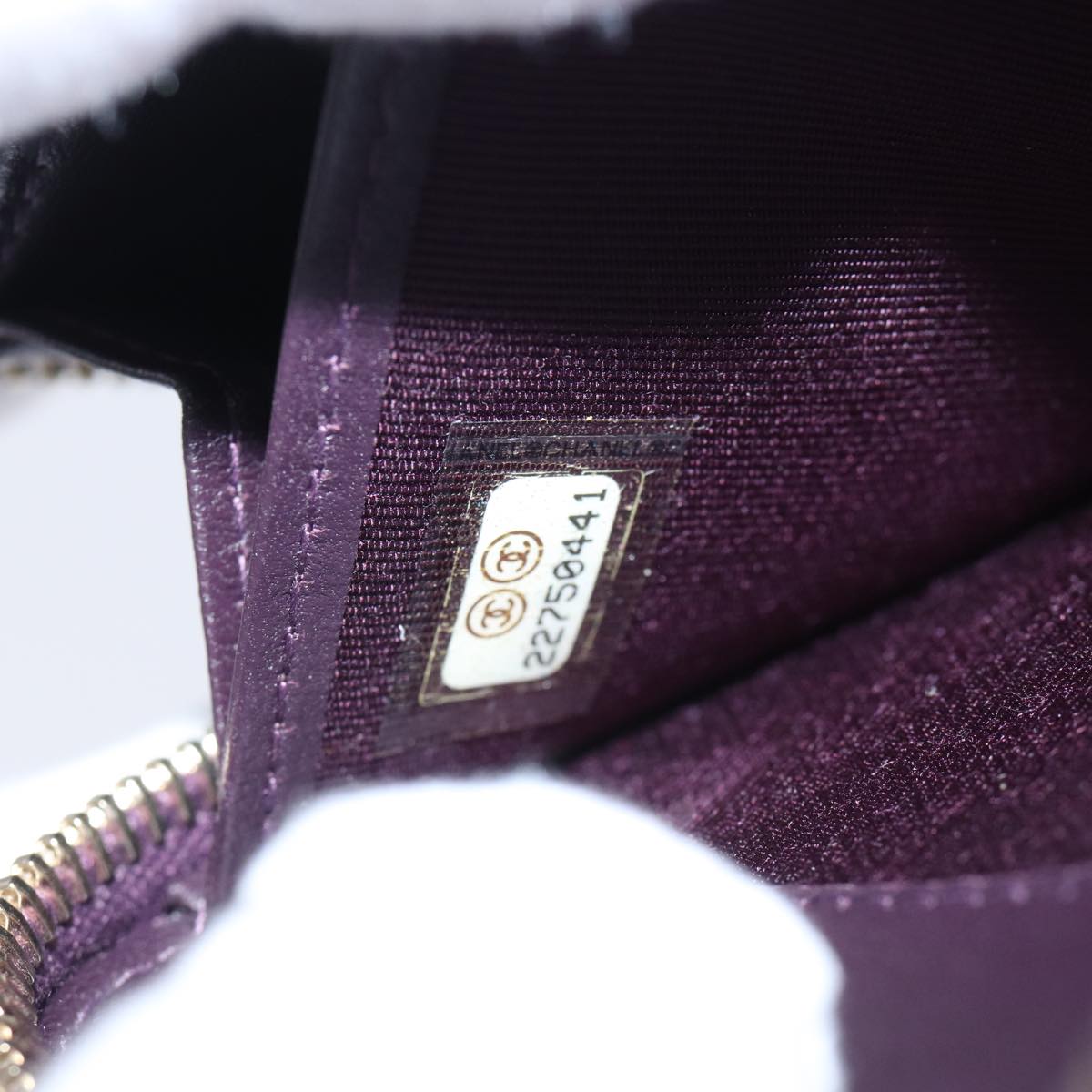 CHANEL Matelasse Long Wallet Lamb Skin Purple Gold CC yk15217