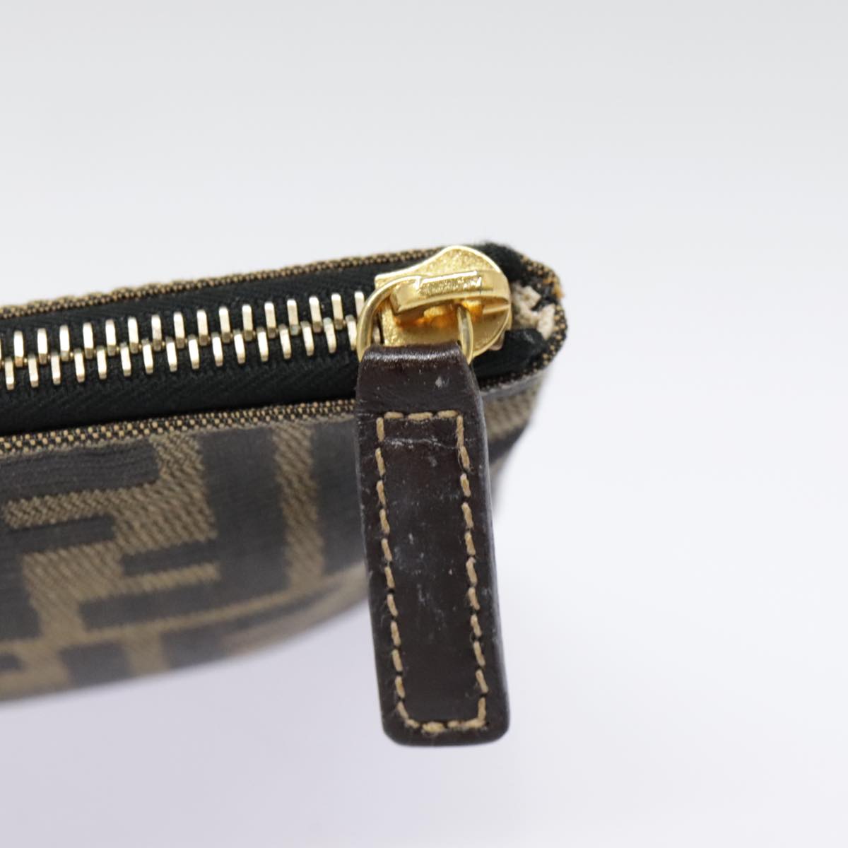 FENDI Zucca Canvas Pouch Black Gold Brown yk15224