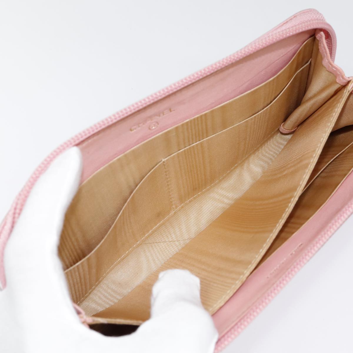 CHANEL COCO Mark Wallet Caviar Skin Pink Gold CC yk15247