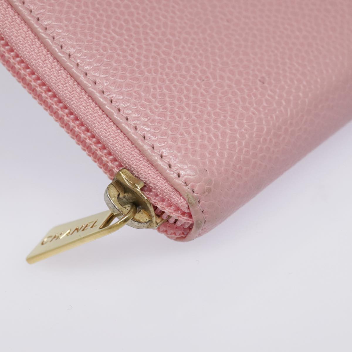 CHANEL COCO Mark Wallet Caviar Skin Pink Gold CC yk15247