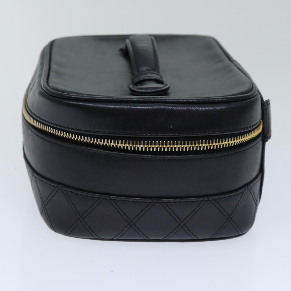 CHANEL Vanity Bicolore Pouch Leather Black Gold CC yk15250