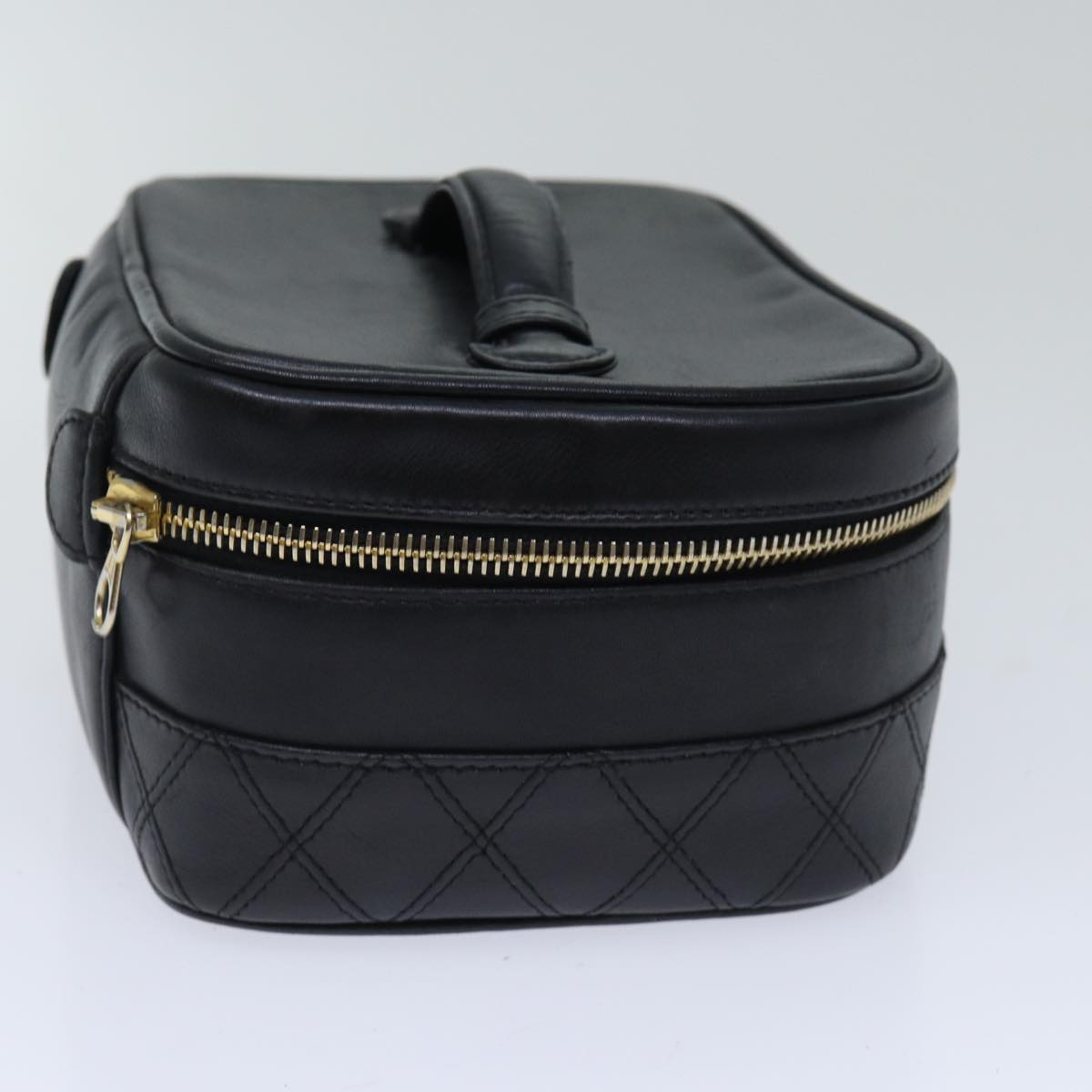 CHANEL Vanity Bicolore Pouch Leather Black Gold CC yk15250
