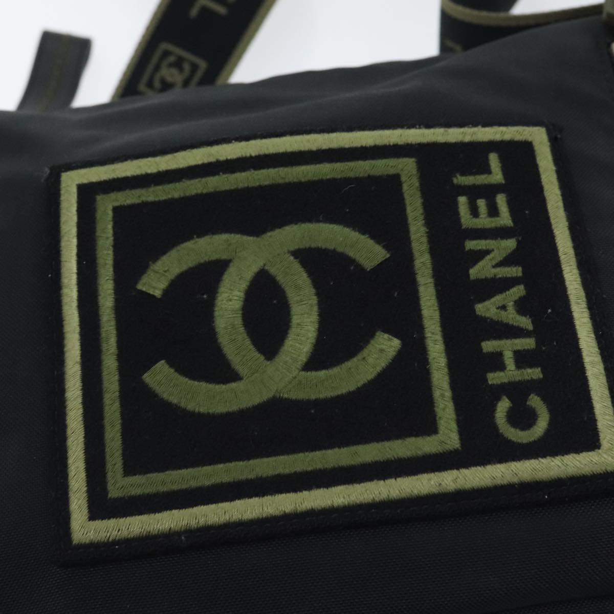 CHANEL Sports COCO Mark Shoulder Bag Nylon Black Silver CC yk15256