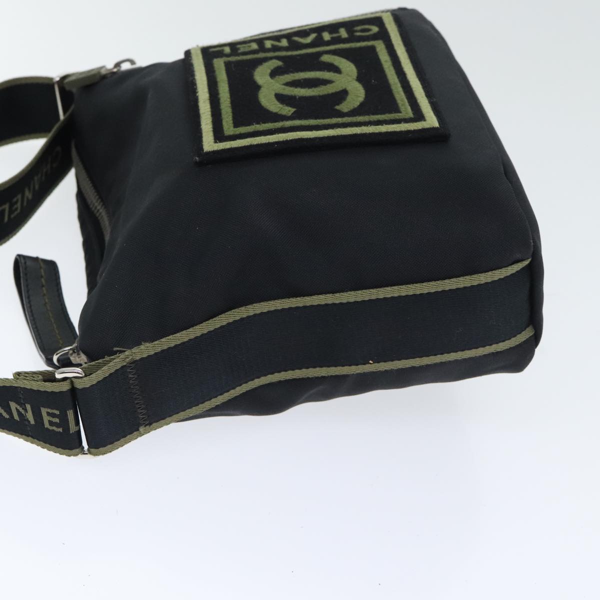 CHANEL Sports COCO Mark Shoulder Bag Nylon Black Silver CC yk15256
