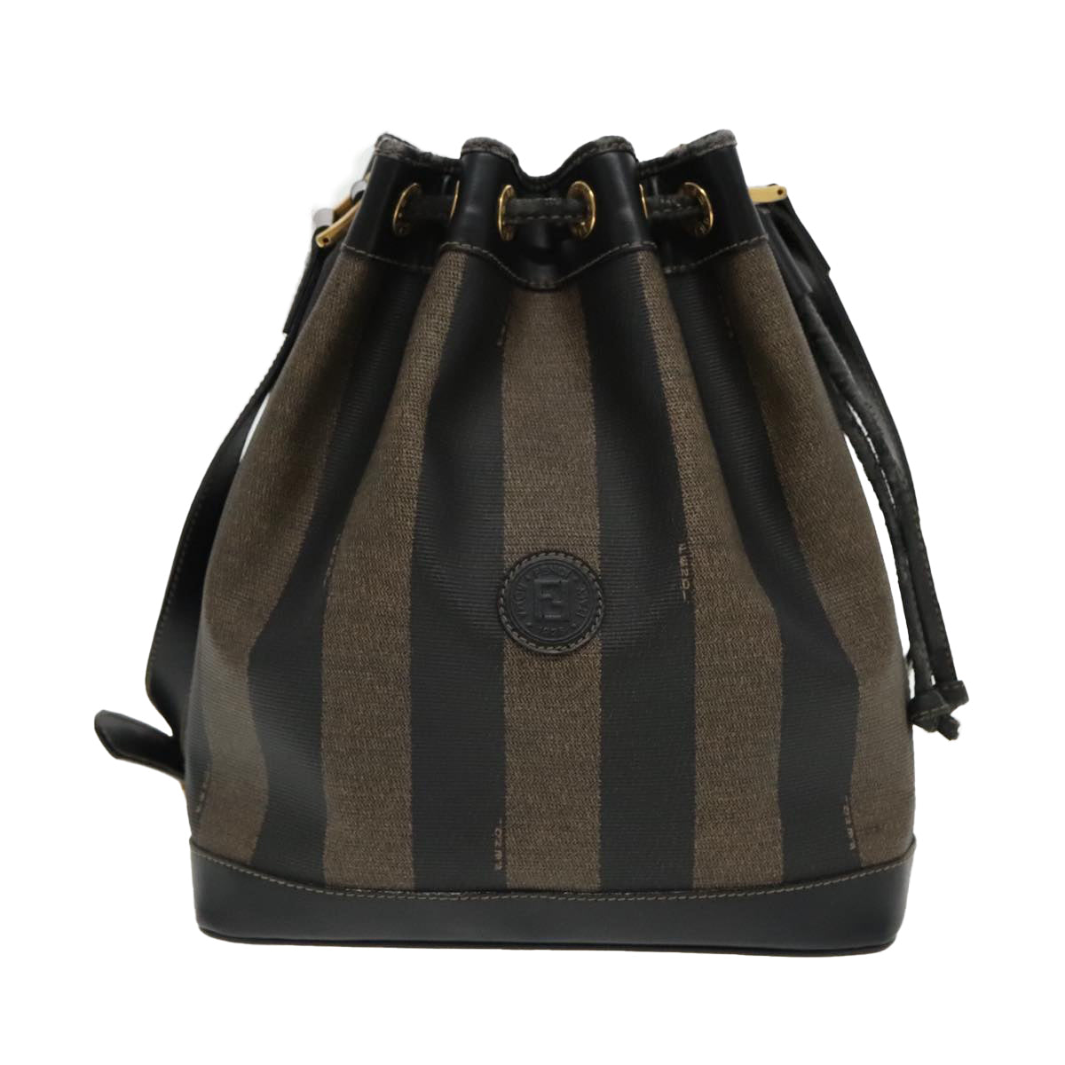 FENDI Pecan Canvas Shoulder Bag Brown Black yk15568