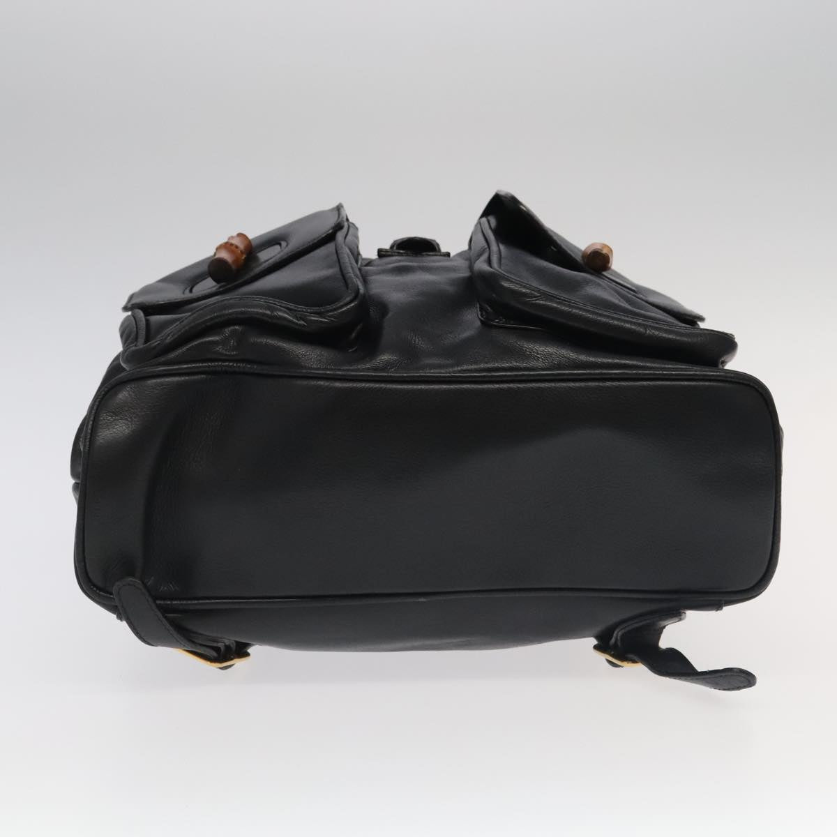 GUCCI Bamboo Backpack Leather Black Gold 003 2058 0016 yk15777