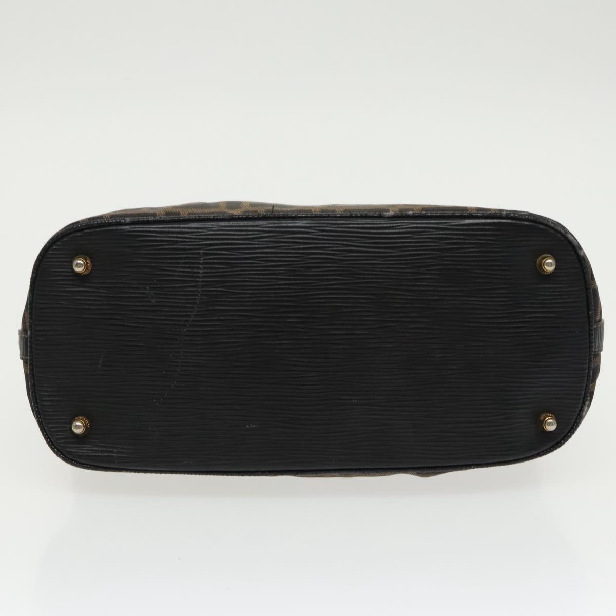 FENDI Zucca Canvas Hand Bag Brown Black gold yk15834