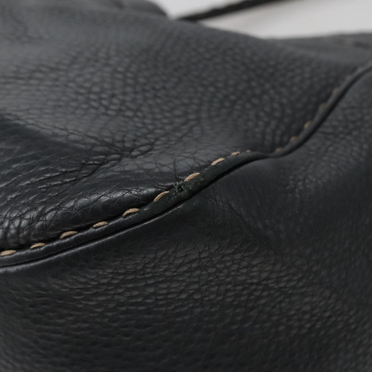 FENDI Celeria Tote Bag Leather Black Gold yk15995