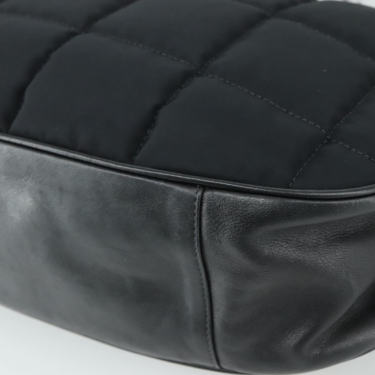 CHANEL Choco Bar Chain Shoulder Bag Nylon Black CC yk16437