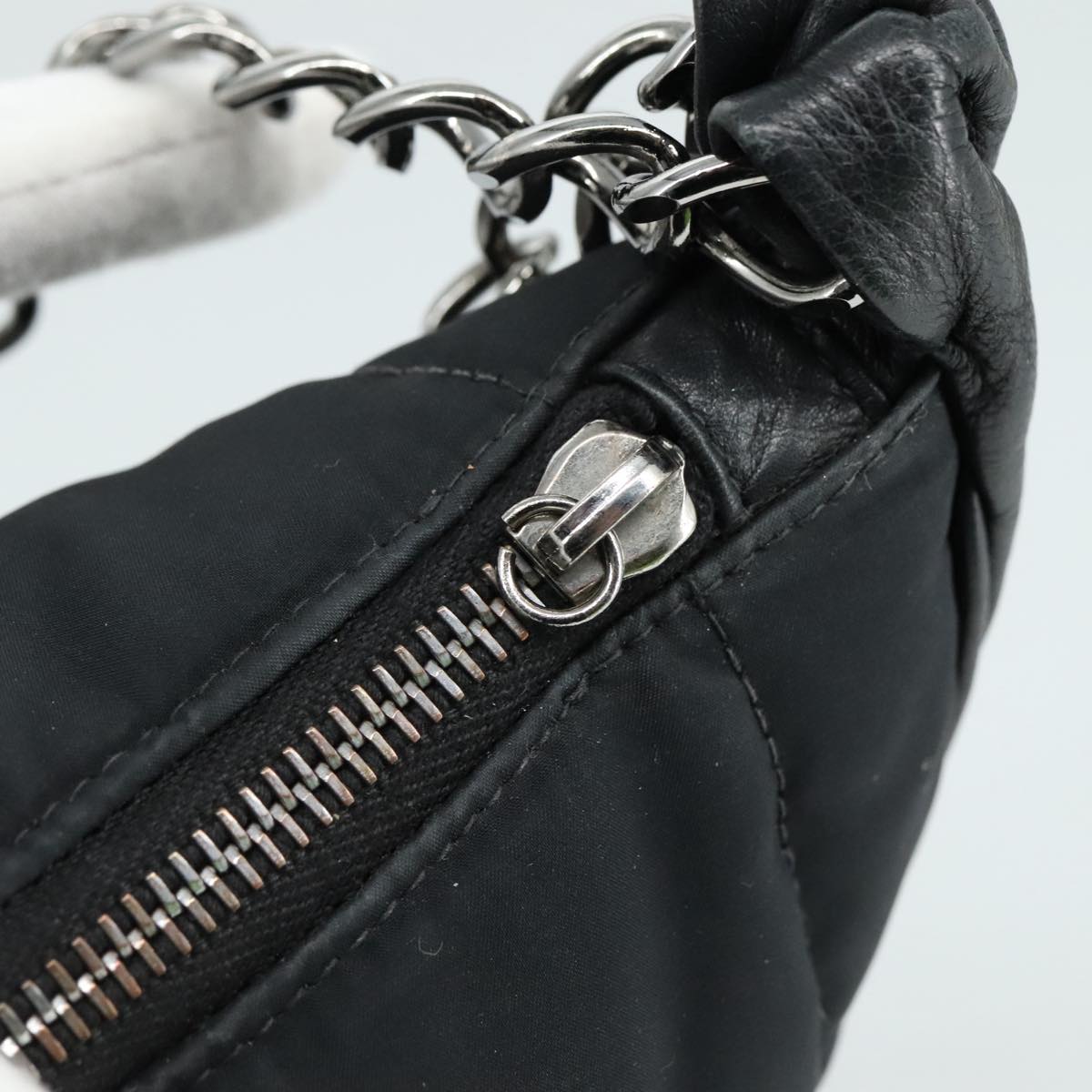 CHANEL Choco Bar Chain Shoulder Bag Nylon Black CC yk16437