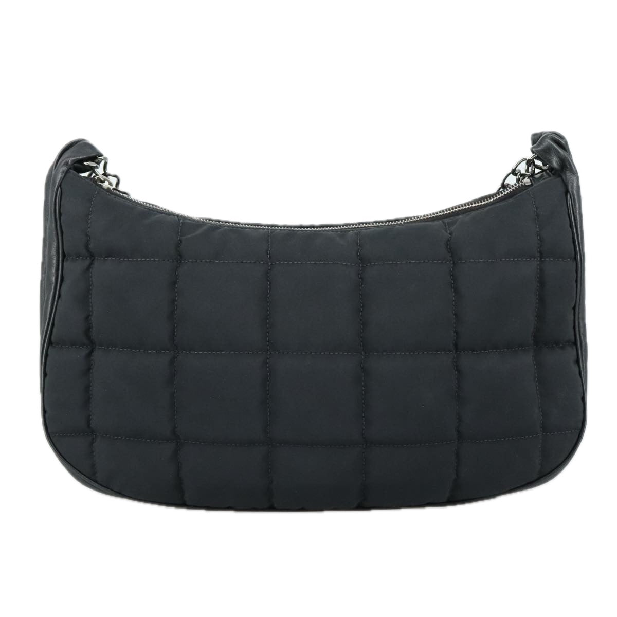 CHANEL Choco Bar Chain Shoulder Bag Nylon Black CC yk16437