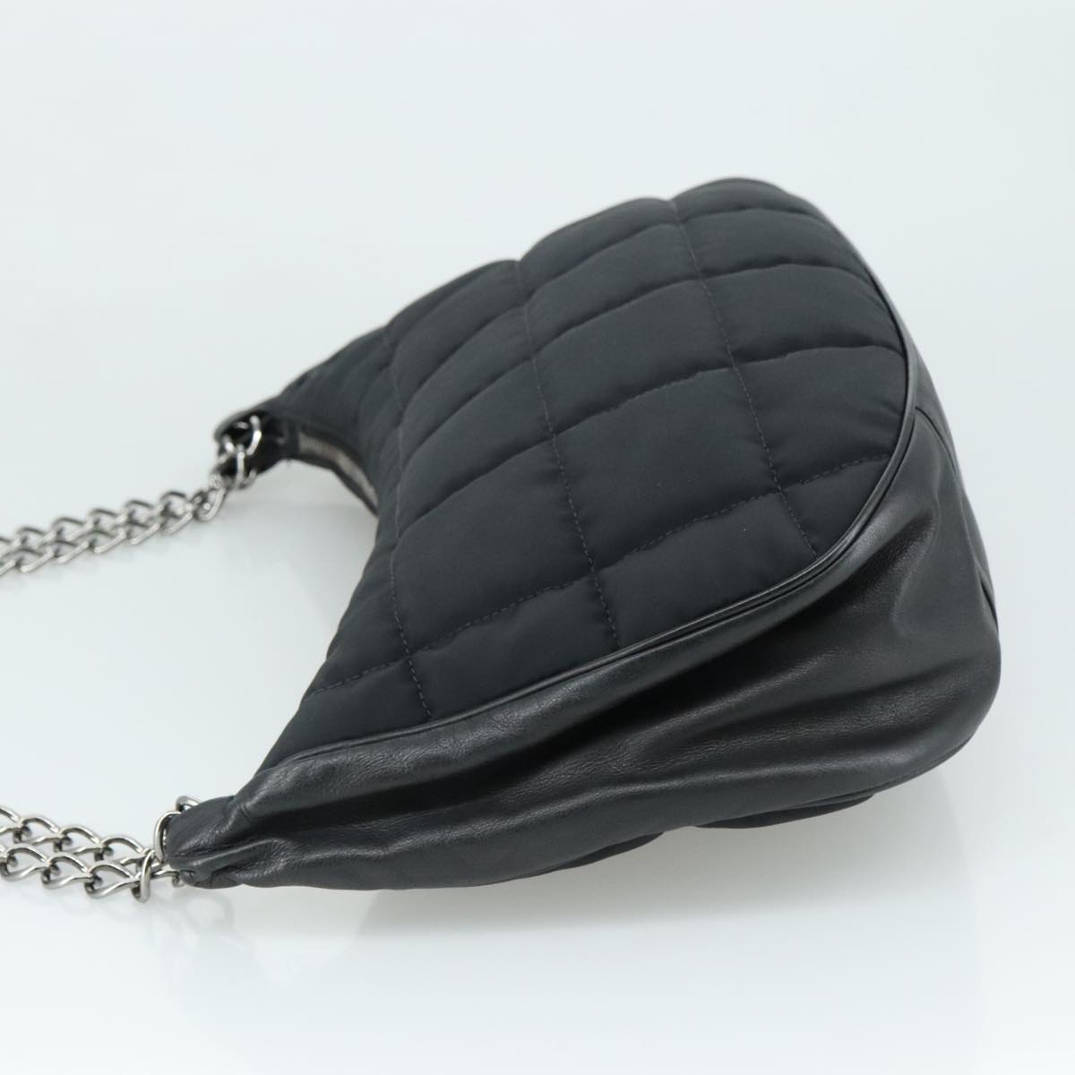 CHANEL Choco Bar Chain Shoulder Bag Nylon Black CC yk16437
