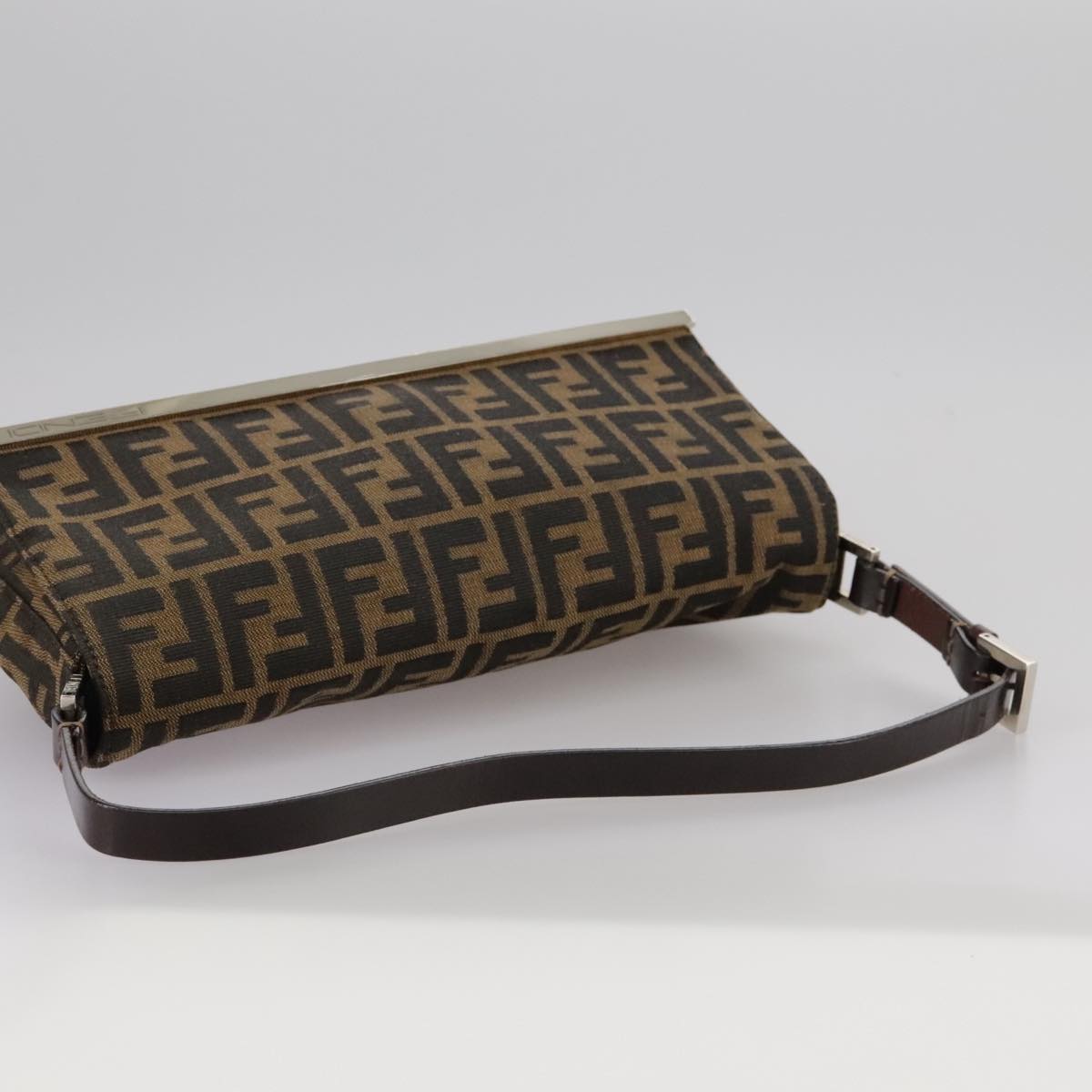 FENDI Zucca Canvas Hand Bag Brown Black yk16512