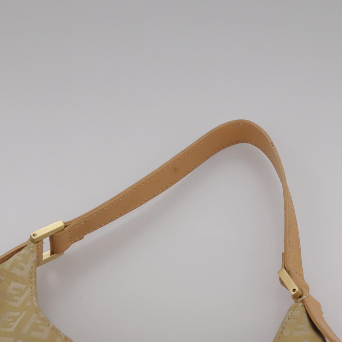 FENDI Zucchino Canvas Shoulder Bag Beige yk16869