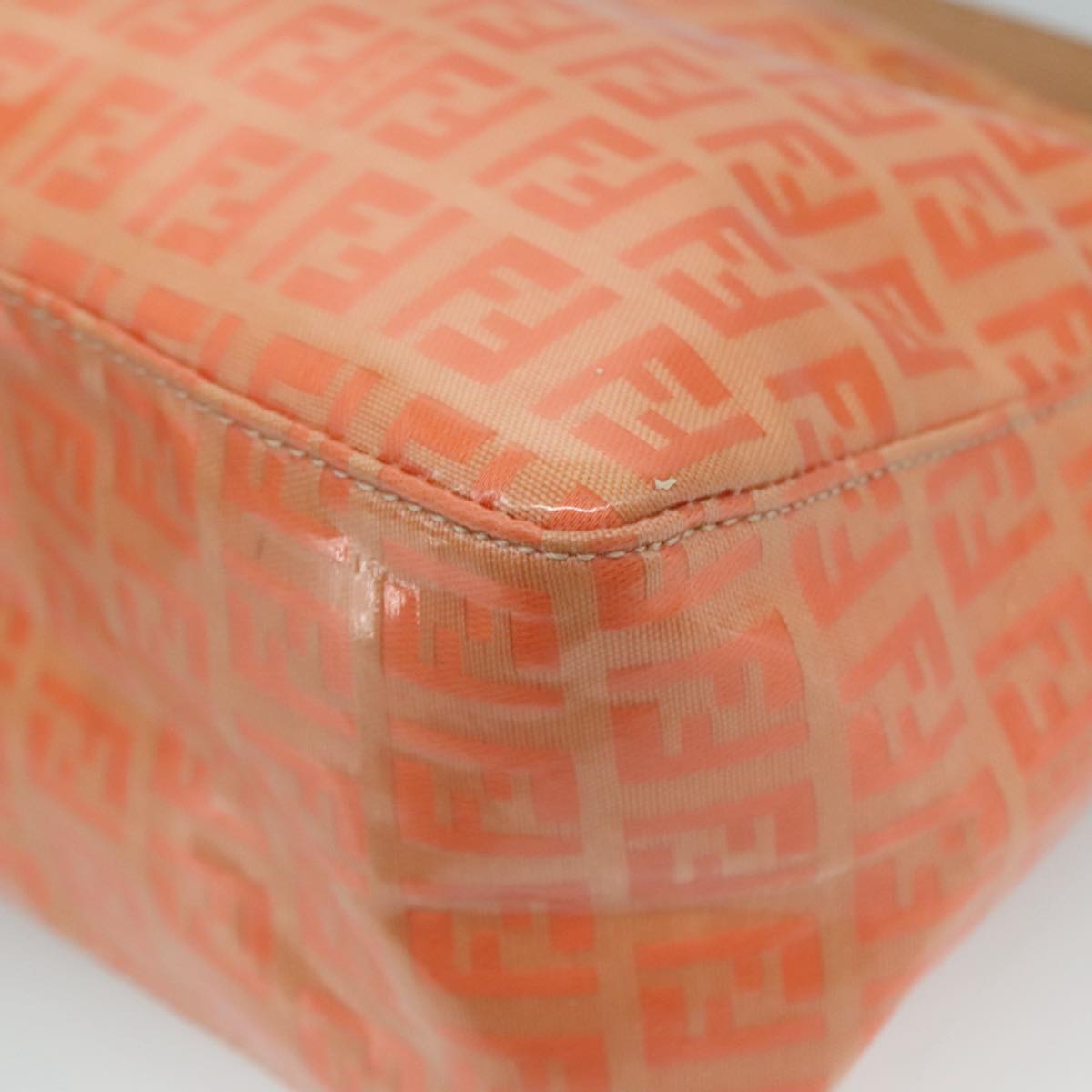 FENDI Zucchino Canvas Hand Bag Enamel Orange Gold yk17094