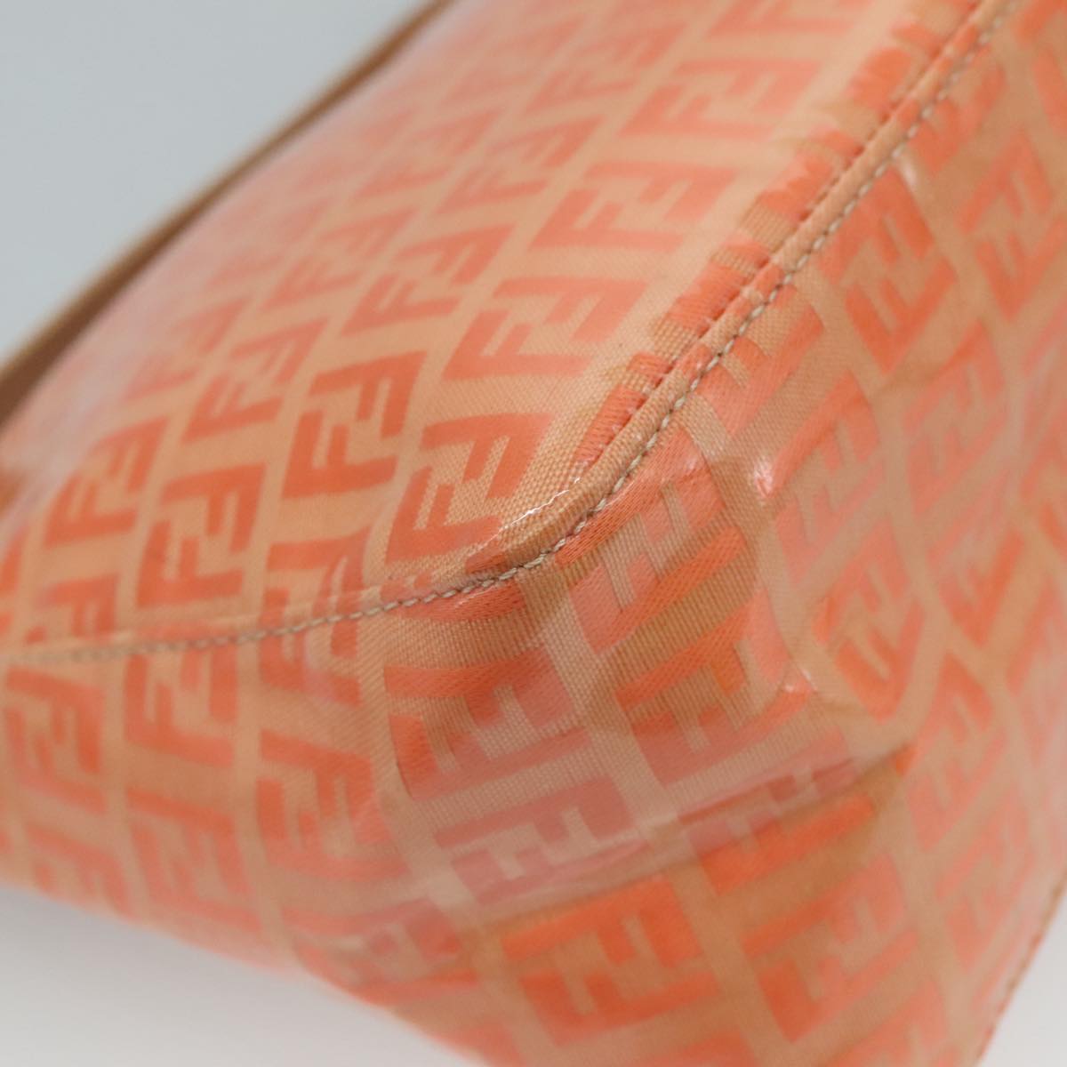 FENDI Zucchino Canvas Hand Bag Enamel Orange Gold yk17094