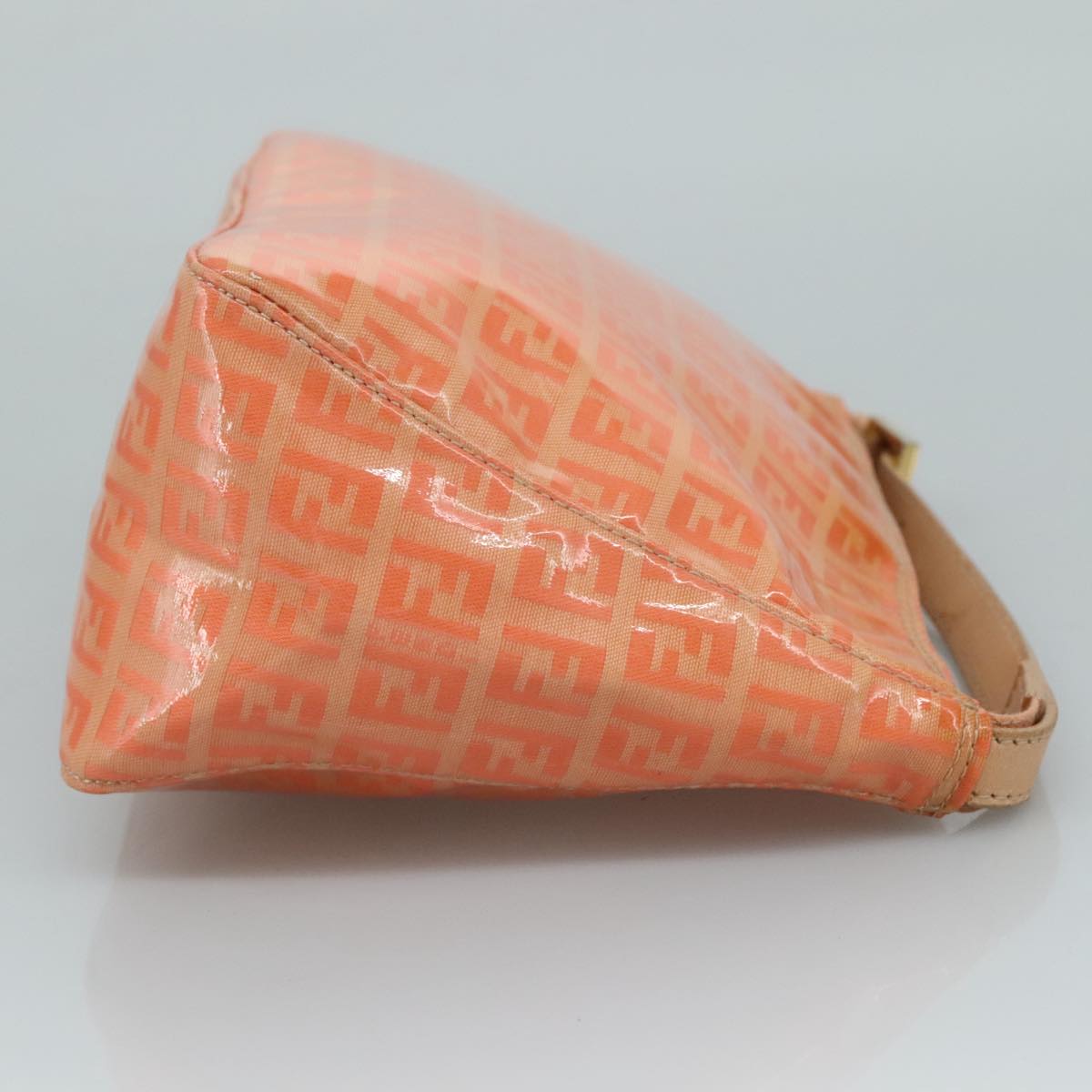 FENDI Zucchino Canvas Hand Bag Enamel Orange Gold yk17094