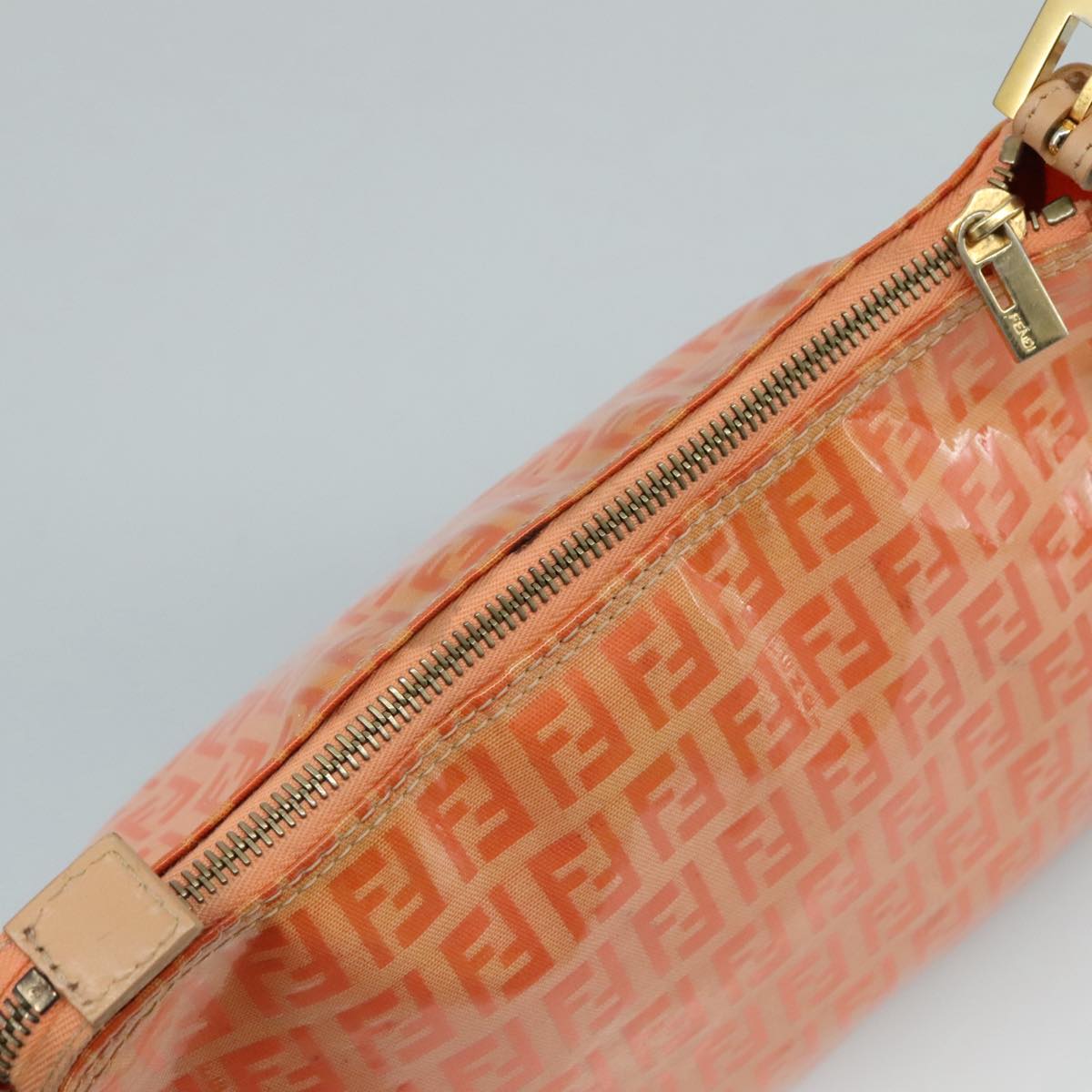 FENDI Zucchino Canvas Hand Bag Enamel Orange Gold yk17094
