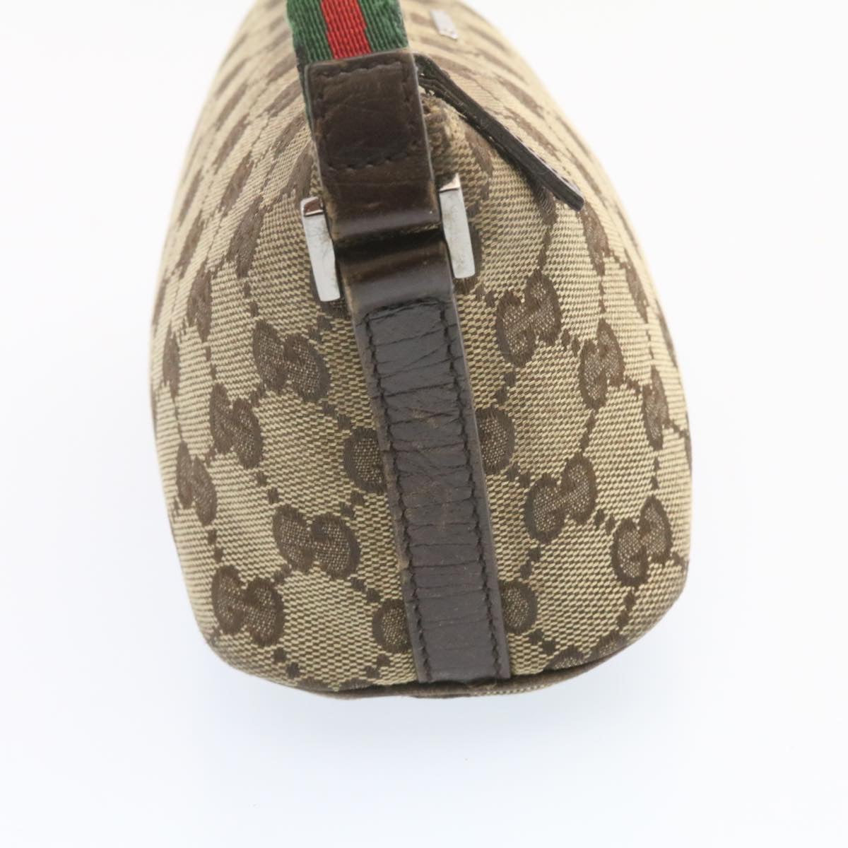 GUCCI Web Sherry Line GG Canvas hand Pouch Beige Red Green yk1727