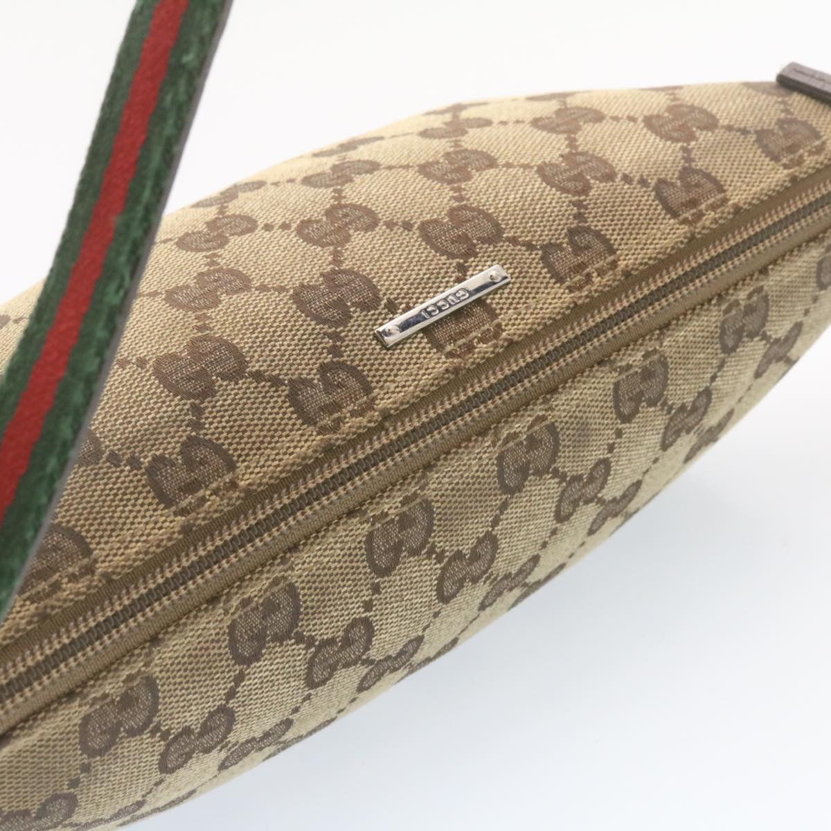 GUCCI Web Sherry Line GG Canvas hand Pouch Beige Red Green yk1727