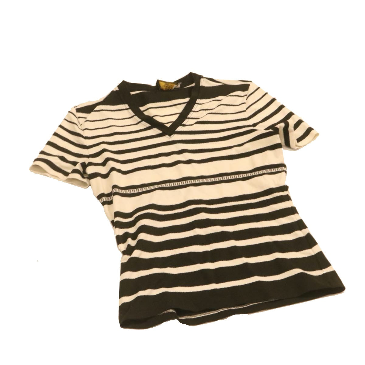 FENDI Stripe Short sleeve T-shirt Nylon Black White yk2188
