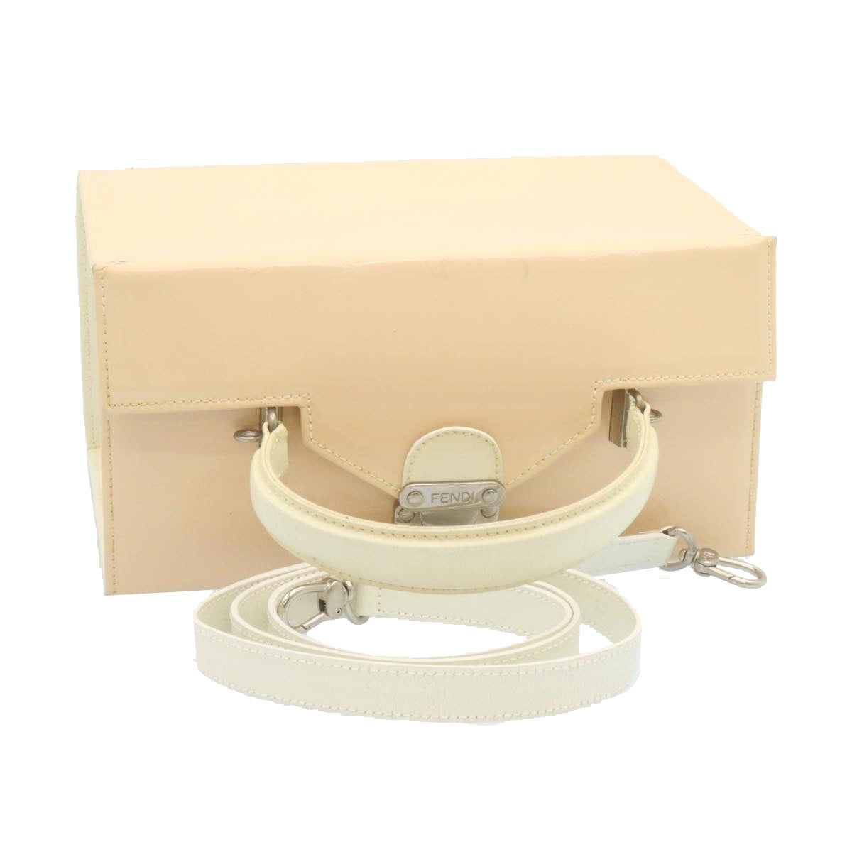FENDI 2Way Shoulder Bag Hand Bag Enamel Beige yk3458