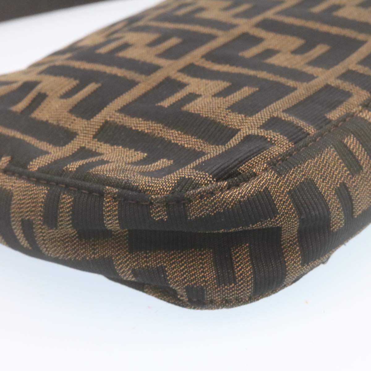 FENDI Zucca Canvas Mamma Baguette Shoulder Bag Brown Black yk3888A