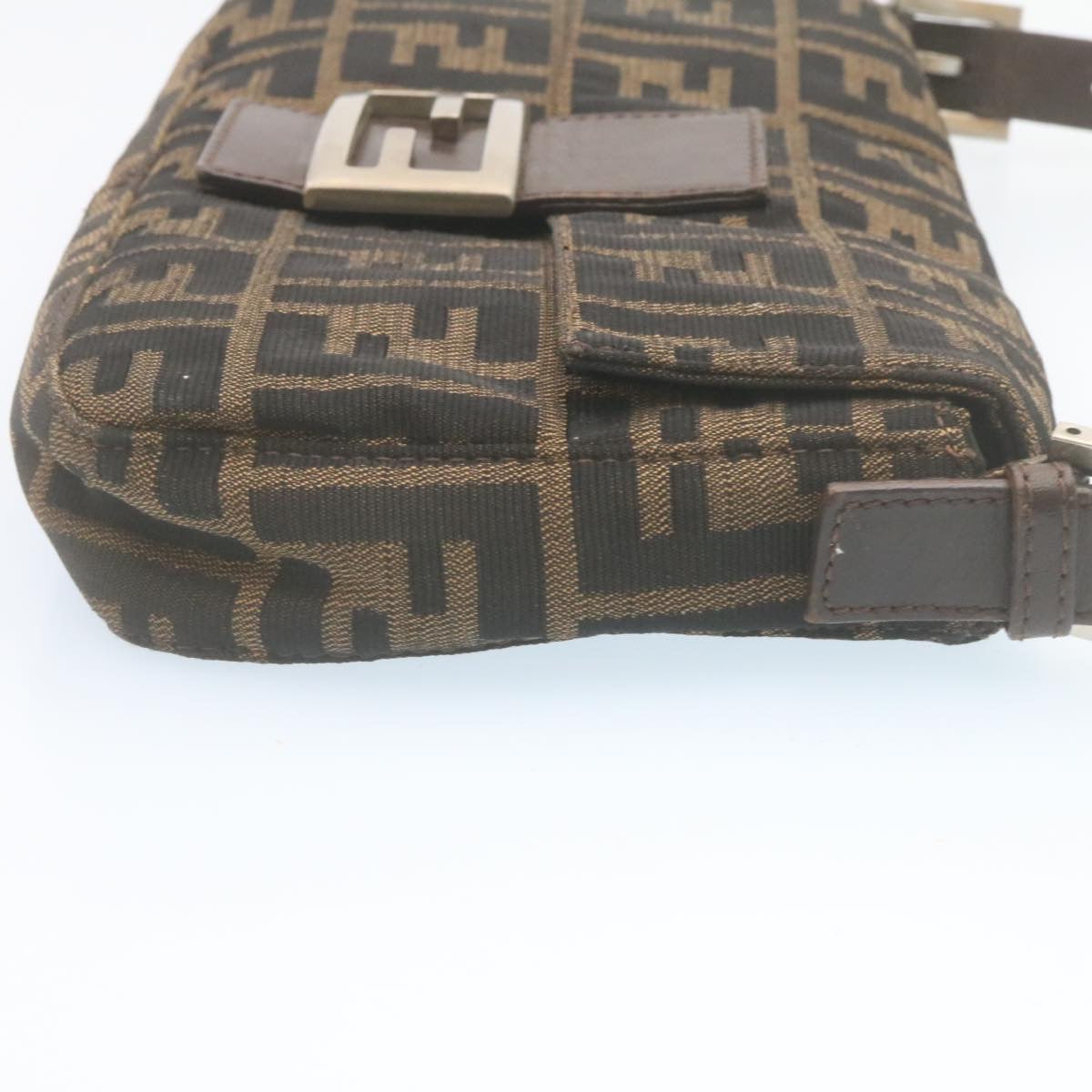FENDI Zucca Canvas Mamma Baguette Shoulder Bag Brown Black yk3888A