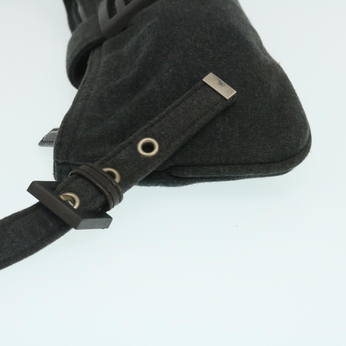 FENDI Mamma Baguette Shoulder Bag Canvas Gray yk4088