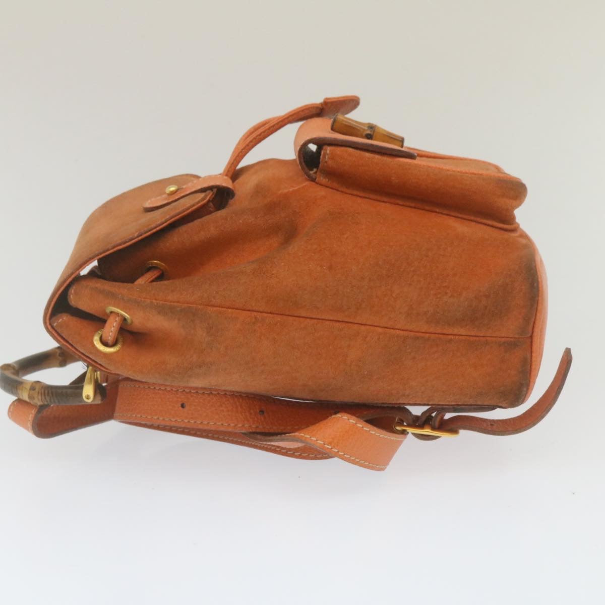 GUCCI Bamboo Boston Bag Suede Orange yk4110