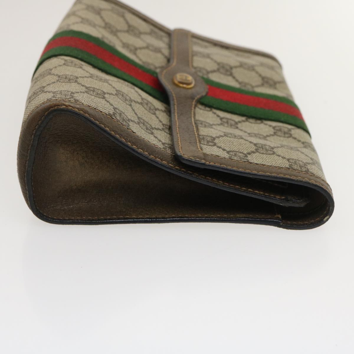 GUCCI Web Sherry Line GG Canvas Clutch Bag Beige Red Green yk4350