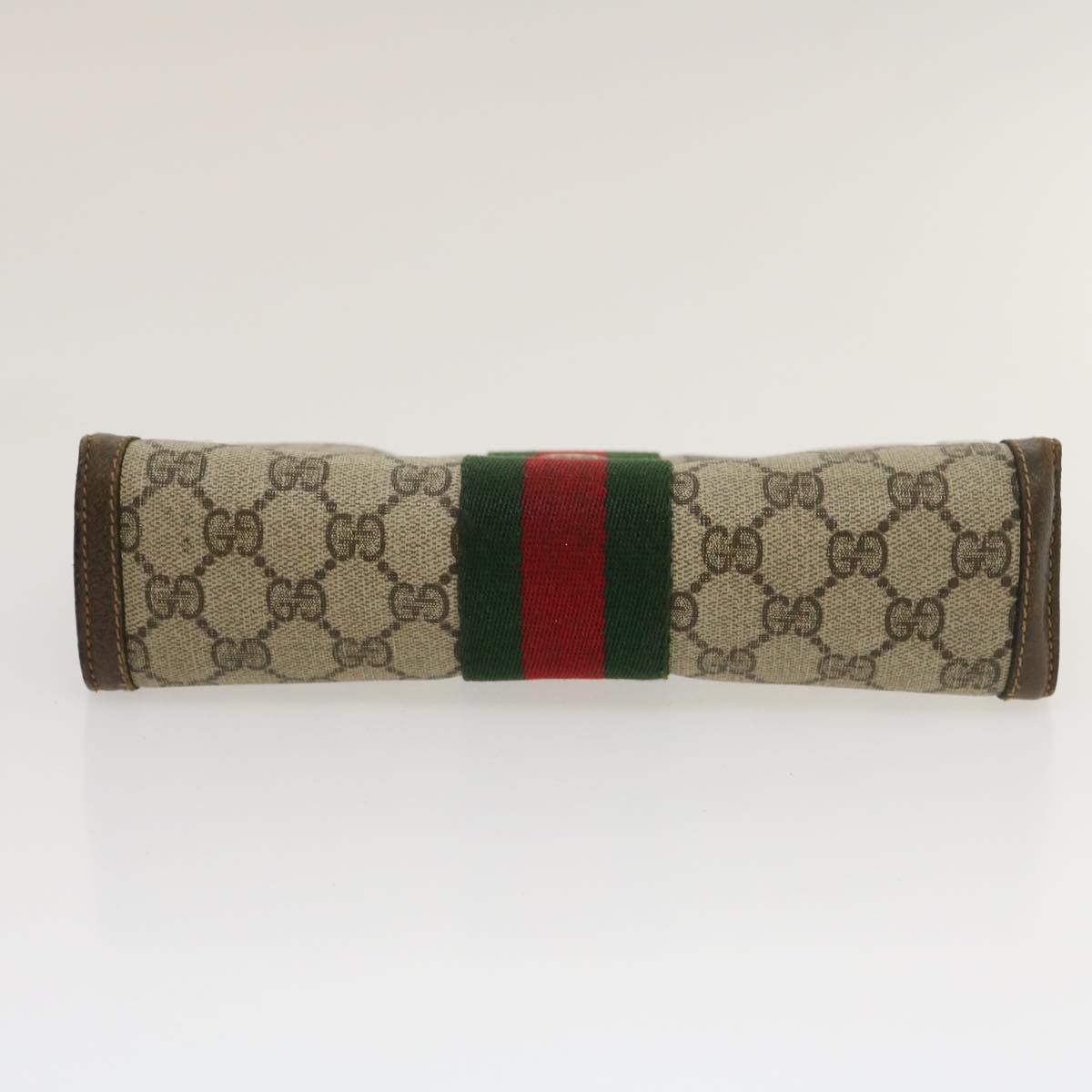 GUCCI Web Sherry Line GG Canvas Clutch Bag Beige Red Green yk4350