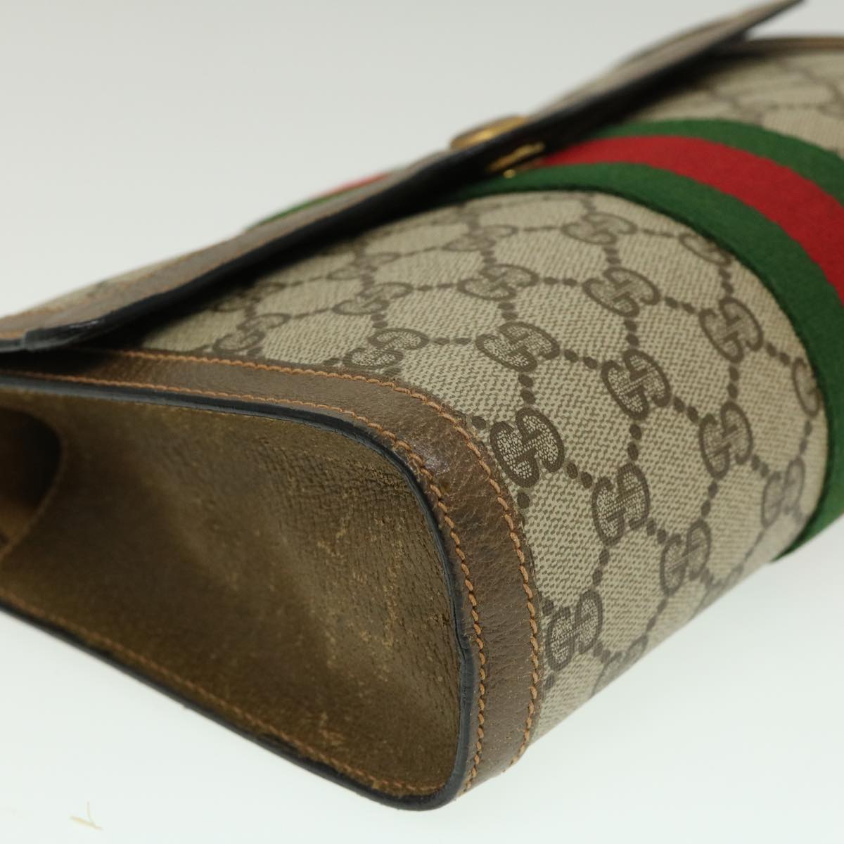 GUCCI Web Sherry Line GG Canvas Clutch Bag Beige Red Green yk4369