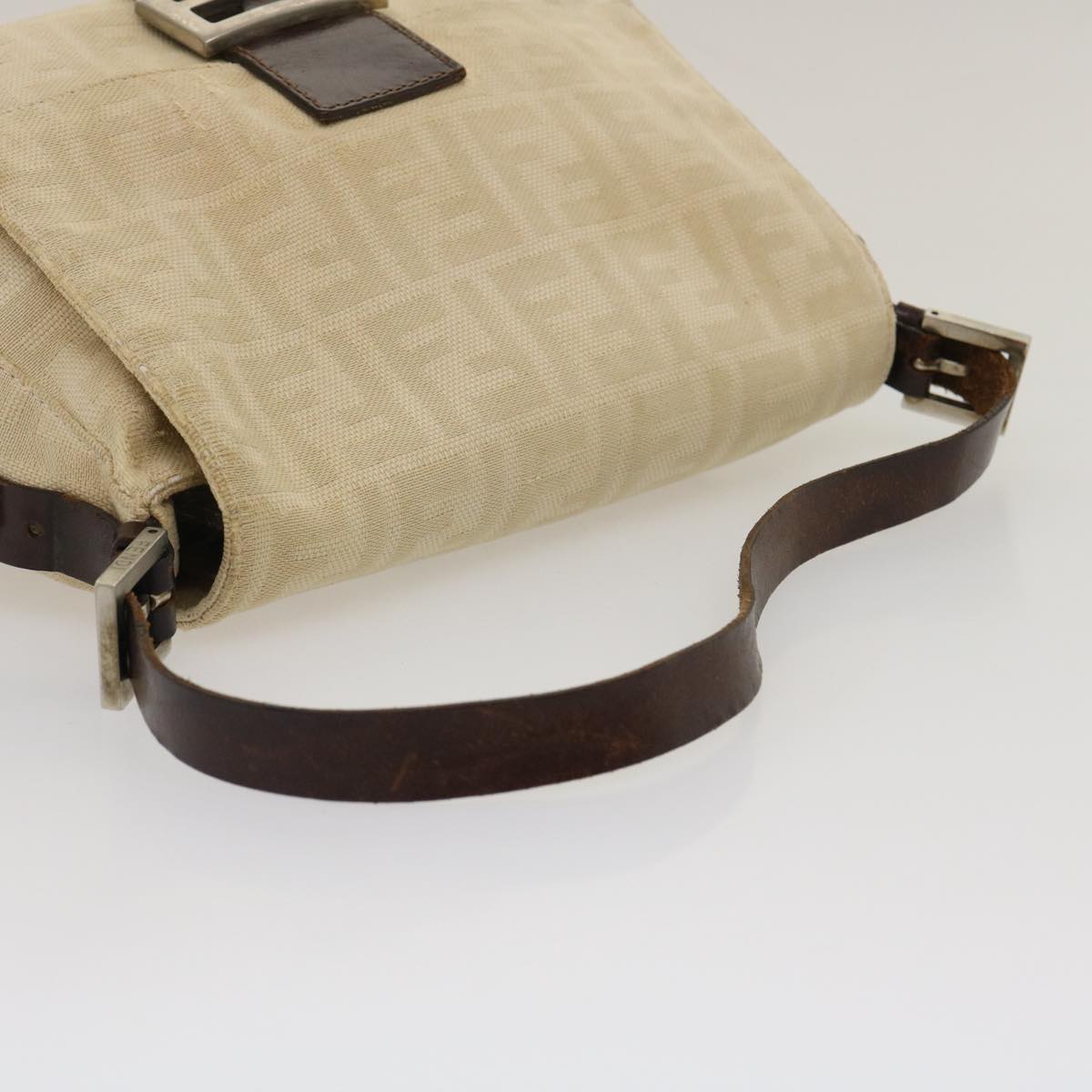 FENDI Mamma Baguette Shoulder Bag Canvas Beige yk4541