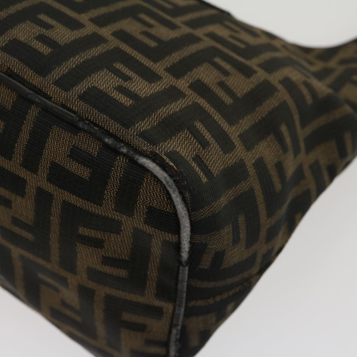 FENDI Zucca Canvas Mamma Baguette Shoulder Bag Brown Black yk4558