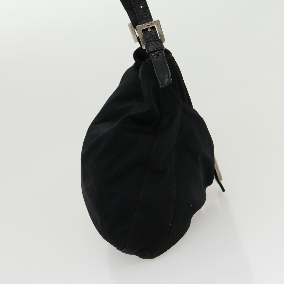 FENDI Mamma Baguette Shoulder Bag Nylon Black yk4679