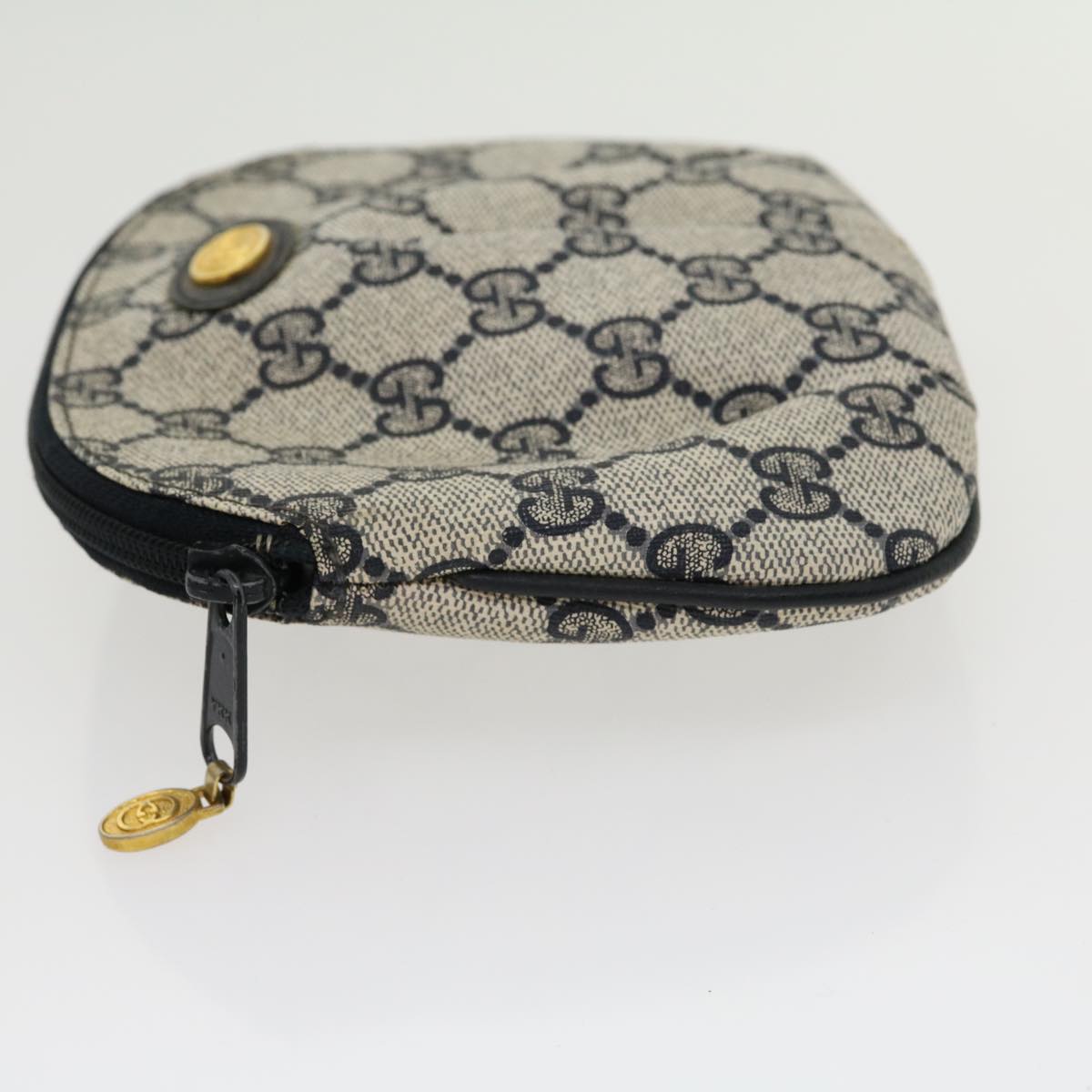GUCCI GG Canvas Pouch PVC Leather Gray Navy 3780394492 yk4798