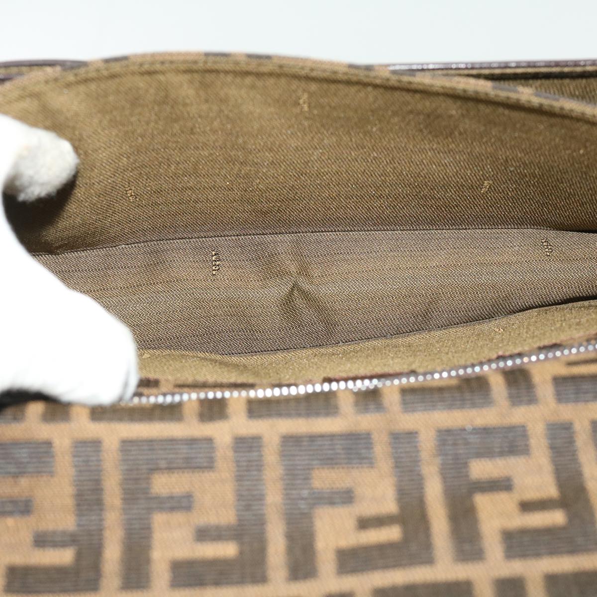 FENDI Zucca Canvas Clutch Bag Brown yk5039