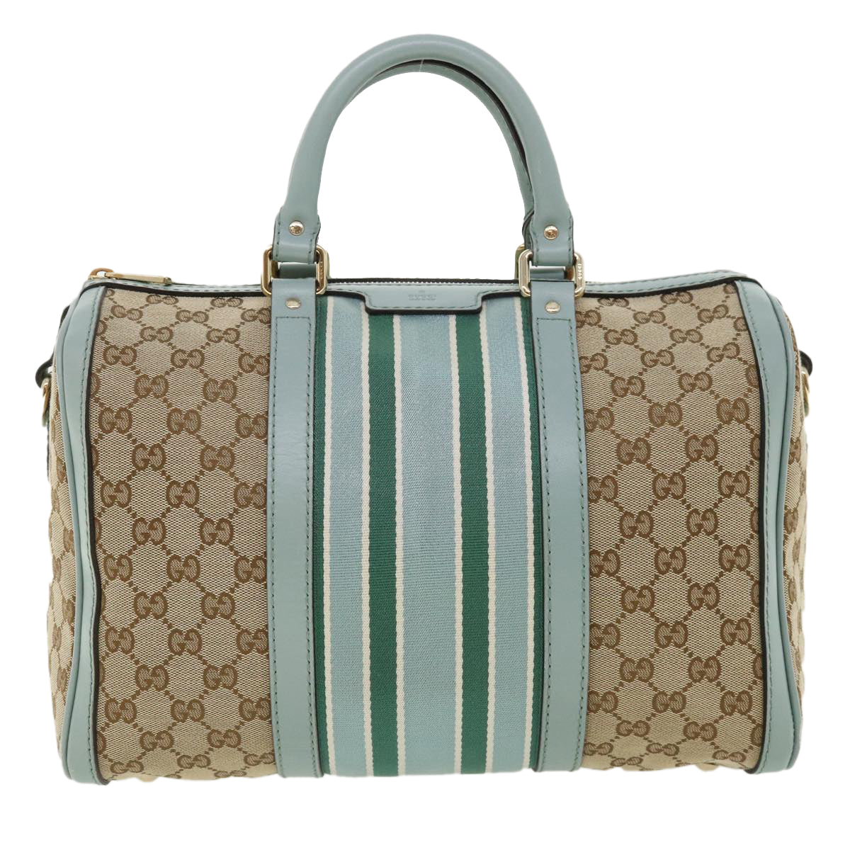 GUCCI GG Canvas Boston Bag 2way Beige Blue 247205525040 yk5123A